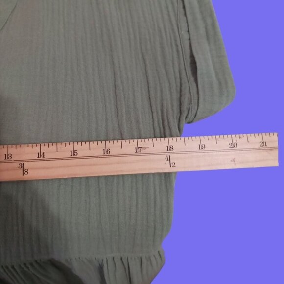 Madewell Cuff Sleeves Gauze Button-Front Tiered Mini Dress Sage Green Xsmall - Picture 10 of 13